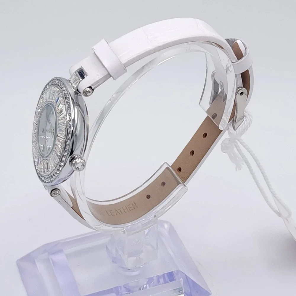 Invicta Celestial 70352 Womens Watch Silver Crystal White Leather 30mm New